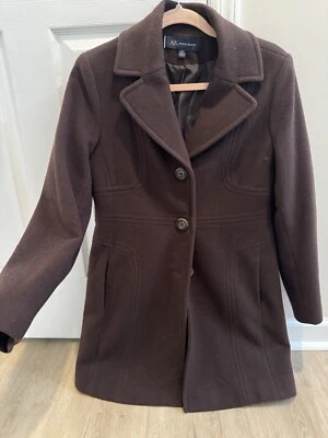 Новый с Ярлыками Ann Taylor Petite средний сливы поли/шерстяной букл подпоясанный надежном пальто - Изображение 1 из 4