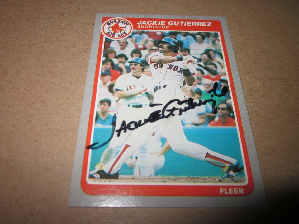JACKIE GUTIERREZ SIGNED AUTOGRAPHED 1985 FLEER BASEBALL CARD # 160  RED SOX - Image 1 of 1