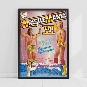 Themed WWE Print - WrestleMania Ultimate Warrior and Hulk Hogan Poster Wrestling - Picture 1 of 5