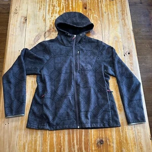 VTG Y2K Nike ACG Jacket Womens XL Gray Geometric Fleece Lined Hooded Athleisure - Picture 1 of 12