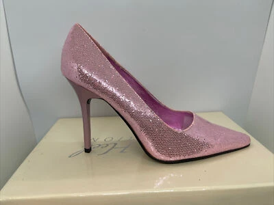 The Highest Heel Pink Glitter PU Classic 4" bomba de biqueira pontiaguda - Tamanho 7 - Imagem 1 de 4