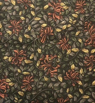 Leaf and Floral Print Fabric by Hoffman Calif. Camelot Coll. OOP 27 1/2 Inches  - Image 1 of 2
