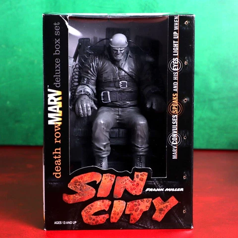 Sin City Death Row Marv Deluxe Box Set McFarlane Toys Lights Up Speaks 1999 Cover