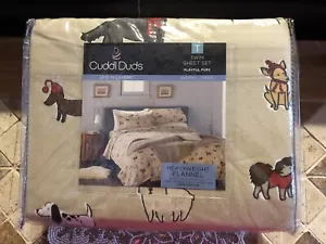 NEW Cuddl Duds TWIN Size 3 pc warm & cozy Playful Pups/Dogs Flannel sheet set - Picture 1 of 4