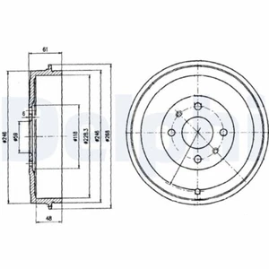 2x DELPHI Bremstrommel Trommeln Trommelbremse Hinten BF379 - Bild 1 von 1