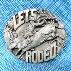 Cinturón vaquero Western Bull Riding hebilla lets rodeo de colección años 90 bergamota. PCB326 - Imagen 1 de 7
