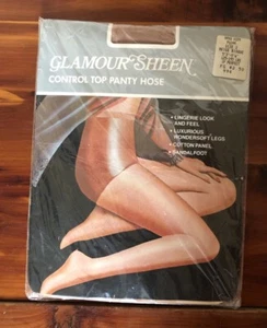 Vintage Glamour Sheen Control Top Pantyhose Lingerie Look Beige Bisque Sz 2 NIP - Picture 1 of 7