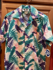 Vintage Hilo Hattie Blouse NWT White Purple Pink Green Made in Hawaii ~ Medium - Picture 1 of 3