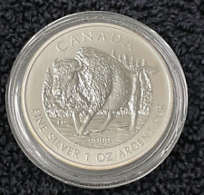 2013 Canada Silver Maple Leaf Wood Bison 1oz .9999 Pure Silver