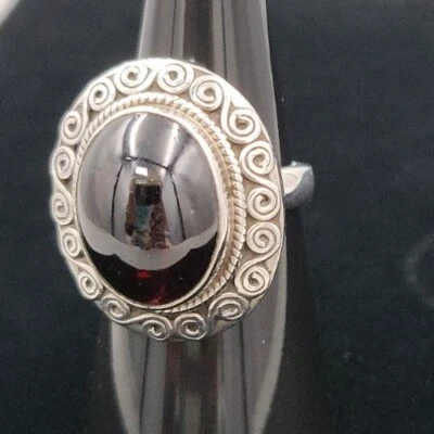 Anillo hecho a mano de plata de ley 925 ámbar cereza báltica talla 6,75  Foto 1 de 4