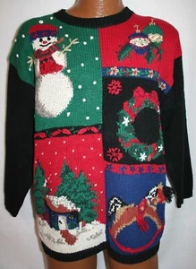Women's Vintage 90s GLADYS BAGLEY WORK IN PROGRESS UGLY CHRISTMAS Sweater Sz M - Picture 1 of 7