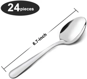 24-Piece Dinner Spoons Set (6.7 Inch), Stainless Steel Spoons Silverware, De... - Picture 1 of 1