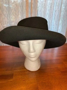 VINTAGE IMPORTINA Wool Wide Brim Hat Derby Women's Black   - Picture 1 of 7