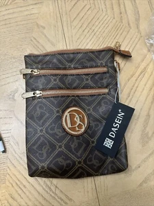 Dasein Monogram/Signature Logo Crossbody/Messenger Bag Brown and gold - Picture 1 of 5