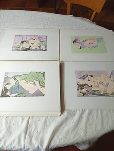 CURIOSA  GRAVURES EROTIQUES JAPON LOT 24 DIM 40X30 CM - Picture 1 of 3