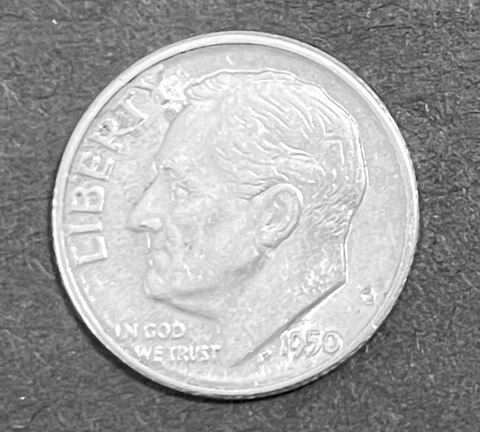 1950-D 10c SILVER Roosevelt Dime.  FREE Shipping. (R008) Cover
