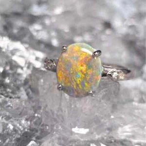 "Nyssara Véora" Lightning Ridge Dark Opal 1.50ct 925 Silver Adjustable Ring S... - Picture 1 of 6