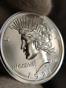 1921 Peace Dollar Tribute 2 oz Silver High Relief Round Intaglio Mint - Picture 1 of 10