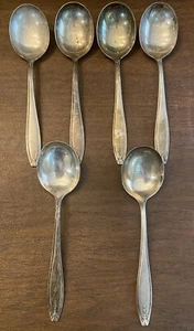 Set of Six (6) 1835 R Wallace Silverplate 7" Soup Spoons - Picture 1 of 9