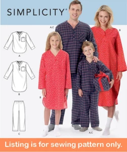 SCHNITTMUSTER passender Schlafanzug Teenager Mädchen Junge - Herren Damen Kinder Nachthemd - 9211 - Bild 1 von 3