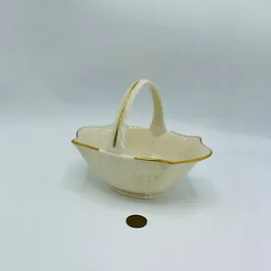Cesta Lenox Porcelana Colección Sans Souci Pequeña Ovalada Mango Marfil Borde Dorado - Imagen 1 de 8