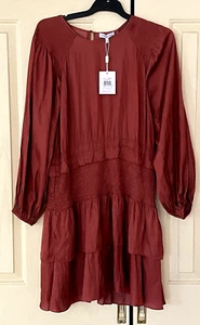 Wayne Cooper Dress Copper Long Sleeves Shirred Lined Size 14 - New with tags - Picture 1 of 11