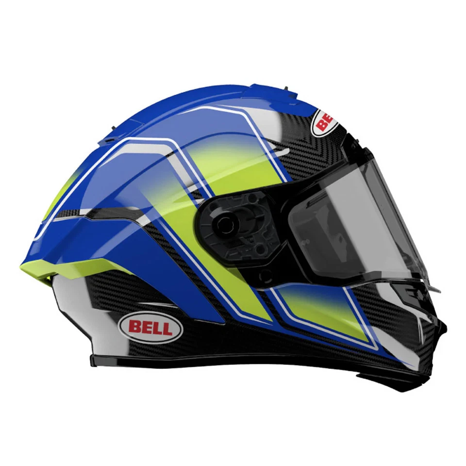 Bell Race Star DLX Flex Motorcycle Helmet Blue/Yellow Grid Large Foto 1 de 1