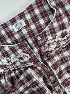 Aria Plaid Flannel Nightgown Women’s Large Red Black White Lace Trim Y2K - Picture 1 of 11