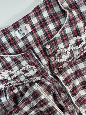 Aria Plaid Flannel Nightgown Women’s Large Red Black White Lace Trim Y2K - Image 1 of 4