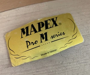 MAPEX PRO M Series Drum BADGE Adhesive Logo Metal Plate Emblem Part 90s 00s Vtg - Picture 1 of 3
