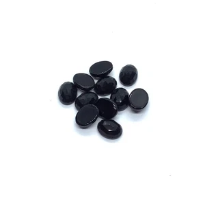 Natürlicher schwarzer Onyx oval Rosenschliff flache Rückseite lose Edelstein zur Herstellung von allem Schmuck - Bild 1 von 5