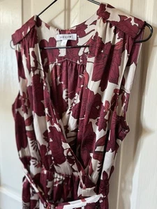 Women’s Preview Red Floral Vintage Style Dress Size 12 Low Cut Cross Front Sb10 - Picture 1 of 6