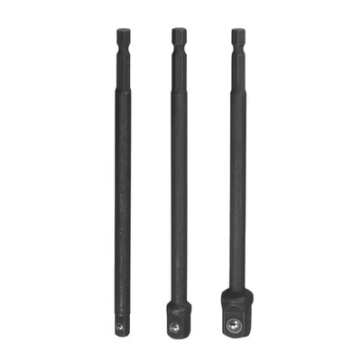 Impact Socket Adapter Set 6" Extension Bit 1/4" Hex Shank 1/4" 3/8" 1/2" Drive - Image 1 of 4