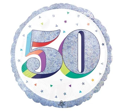 Palloncino foil mylar 50 ANNI Argento POP ART - gonfiabile ad aria o ad elio - 4 - Immagine 1 di 2