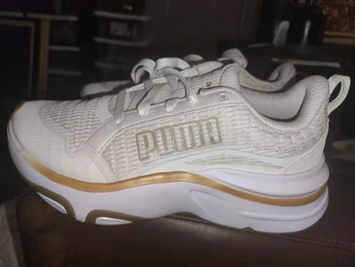 PUMA Softride Divine Running  Womens Gold, White Sneakers Sz W8.5+🆓 SOCKS 🧦 - Image 1 of 4