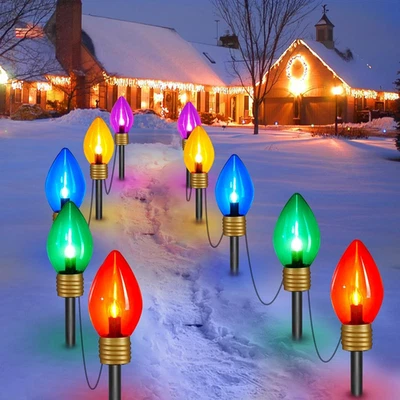 Jumbo C9 Christmas Pathway Lights Outdoor - 2 Pack Total 17 Feet 10 LED C9 Walkw - Image 1 of 4