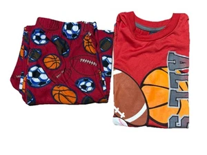 Faded Glory Boys All Sport Ball Two Piece Pajamas Tee Shirt & Pants 14/16 - Picture 1 of 13