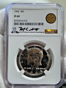 1964 US Proof Kennedy Half 50c NGC PF69 Salzberg Signed. - Picture 1 of 2