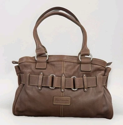 Guy Laroche Leather Handbag Chocolate Brown Leather Shoulder Bag - Photo 1/4