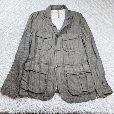 Zara Man Jacket Medium Linen Blend Brown Utility Restort Work Party Rustic Core - Image 1 of 4