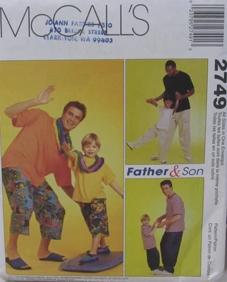 McCalls 2749 FATHER SON All Sz Loose Fit T-Shirt Shorts Cargo Pants EASY Pattern - Image 1 of 2