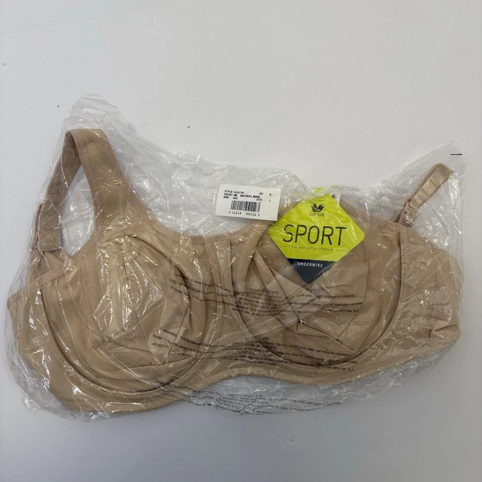 Wacoal 855170 Sports Underwire Bra 36 DD Natural Nude 36dd