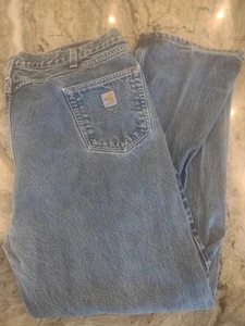 Carhartt Mens 48 X 34 Blue Jeans FR Fire Resistant Work Farm Outdoor Pants - Picture 1 of 11