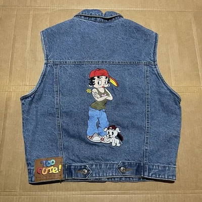 Chaleco Vaquero Bordado Verdadero Vintage Años 80 90 Betty Boop Demasiado Lindo Hecho en EE. UU. Talla 1 Foto 1 de 4