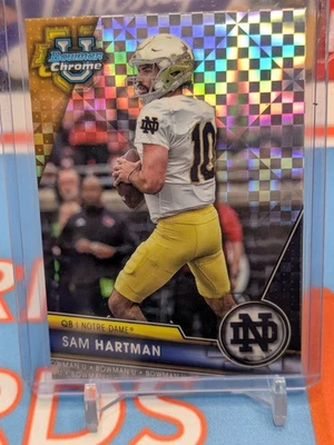 2023 Bowman University Chrome - Sam Hartman Rookie X-Fractor #164 Notre Dame - Image 1 of 2