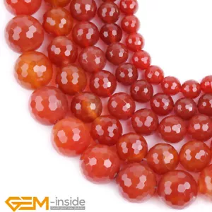 Red Agate Natural Gemstone Faceted Round Loose Spacer Beads Strands 15" 6/8/10mm - Foto 1 di 42