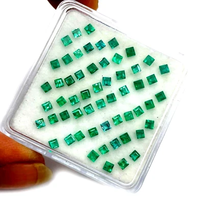 Natural Zambia Emerald Square Cut Loose Gemstone 20 Pcs 2 MM 1 CT - Image 1 of 4