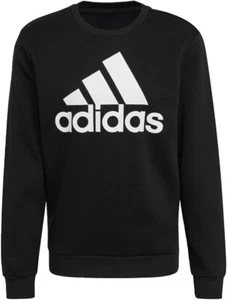 Adidas Sweatshirt Men's 2XL Black Big Logo Fleece Long Sleeve New - Picture 1 of 11