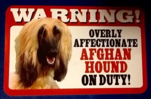 Hundeschild aus Kunststoff: Achtung! Übermäßig liebevoller afghanischer Hund 5" x 8" Foto - Bild 1 von 2