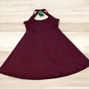 Halara Backless Cut Out Twisted Side Pocket 2-in-1 Mini Barre Ballet Dress L Fig - Picture 1 of 13